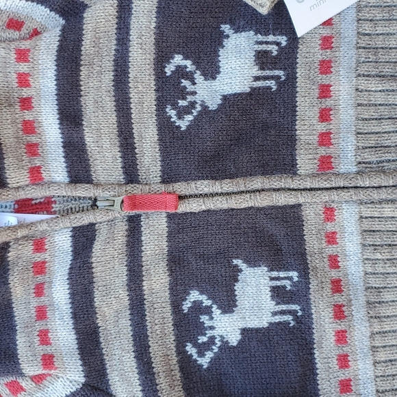 Carter's Moose Zipper Front Sweater Christmas Winter 18 mos New - Picture 3 of 8